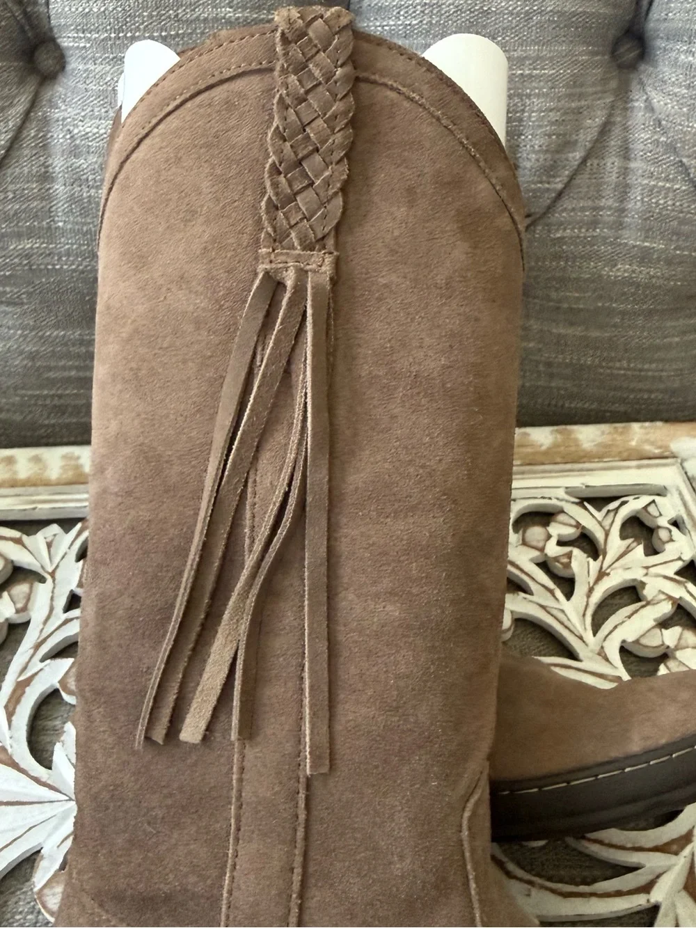 Ariat Brown Suede Leather Fringe Boots Women’s 8